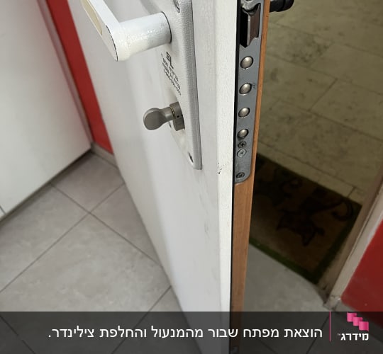 מנעול דלת פתוחה עם ידית לבנה